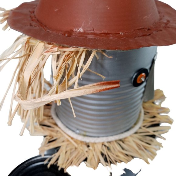 Folk Art Tin Man Scarecrow Sculpture Wizard Of Oz Recycled Robot Vintage 26 Inch - Picture 9 of 16